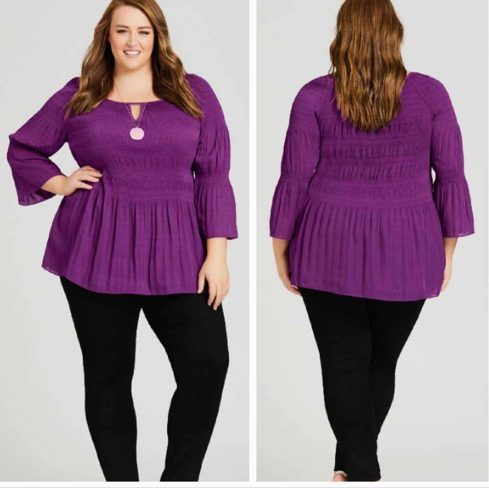 Fit & Flare Bell Sleeve Blouse